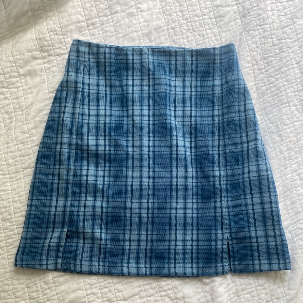 Brandy Melville Blue Plaid Skirt